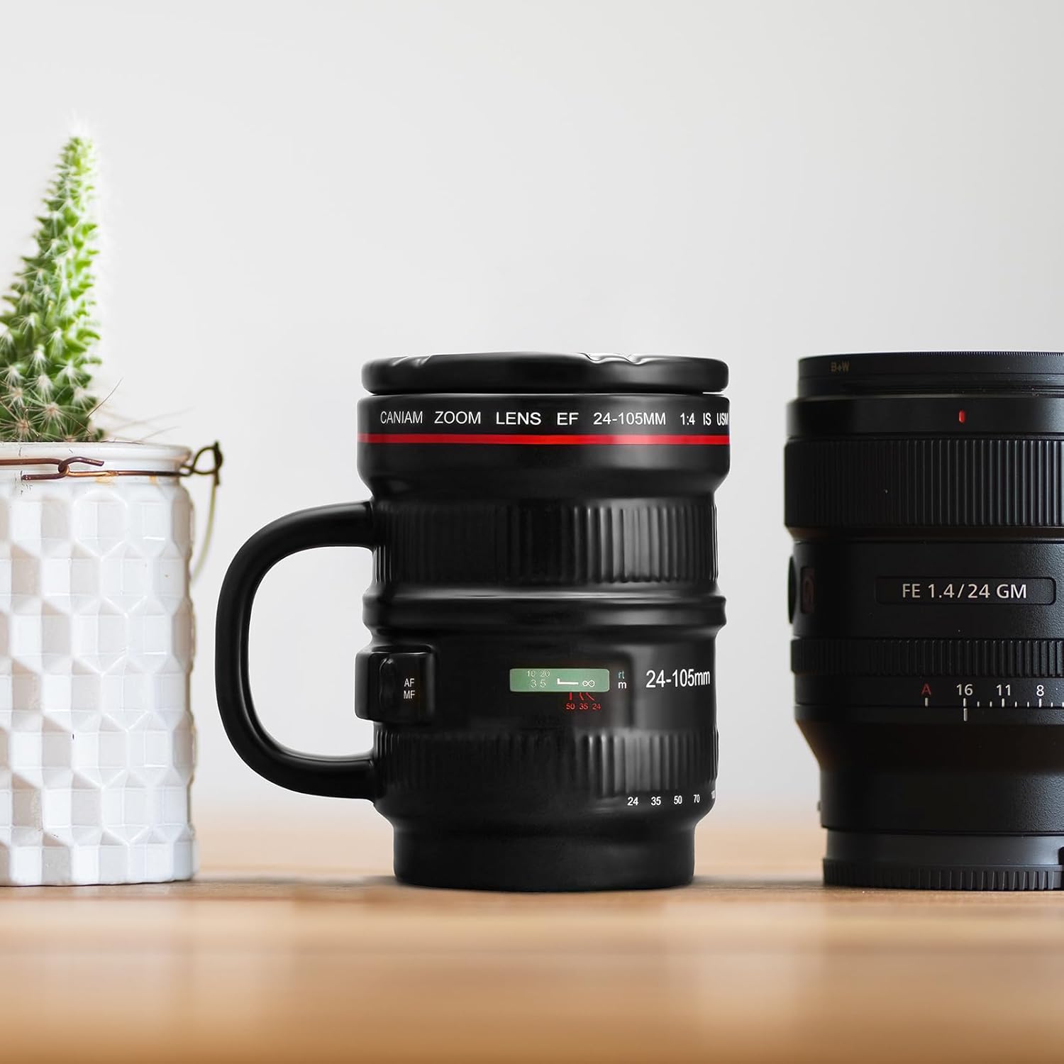 Cabtnca Taza de café con lente de cámara, regalos para fotógrafos, regalos geniales para fotógrafos, taza de cerámica para cámara, regalos de