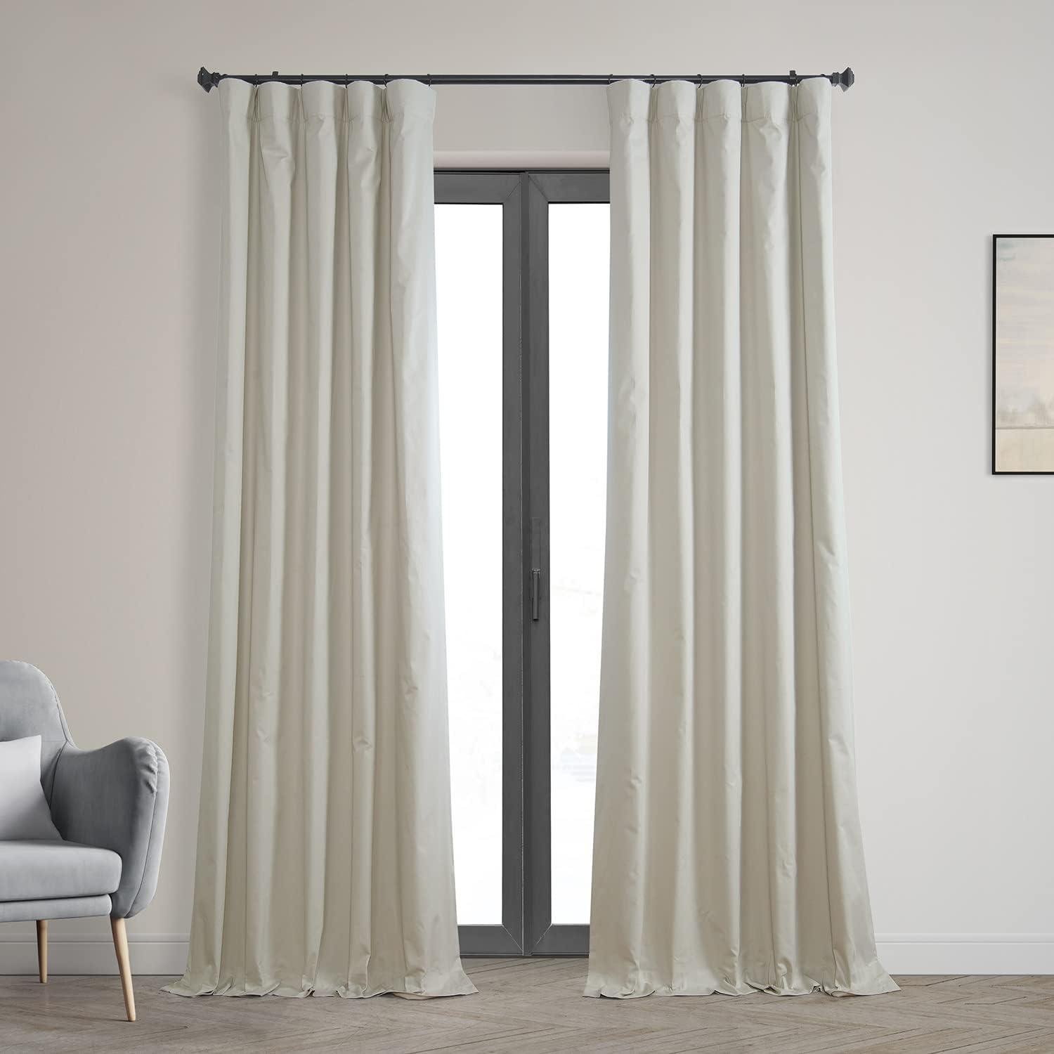 HPD Half Price Drapes Cortinas opacas para dormitorio y sala de estar, 50 x 84 pulgadas, algodón sólido, PRCT-BO12B-84 (1 panel), color gris claro
