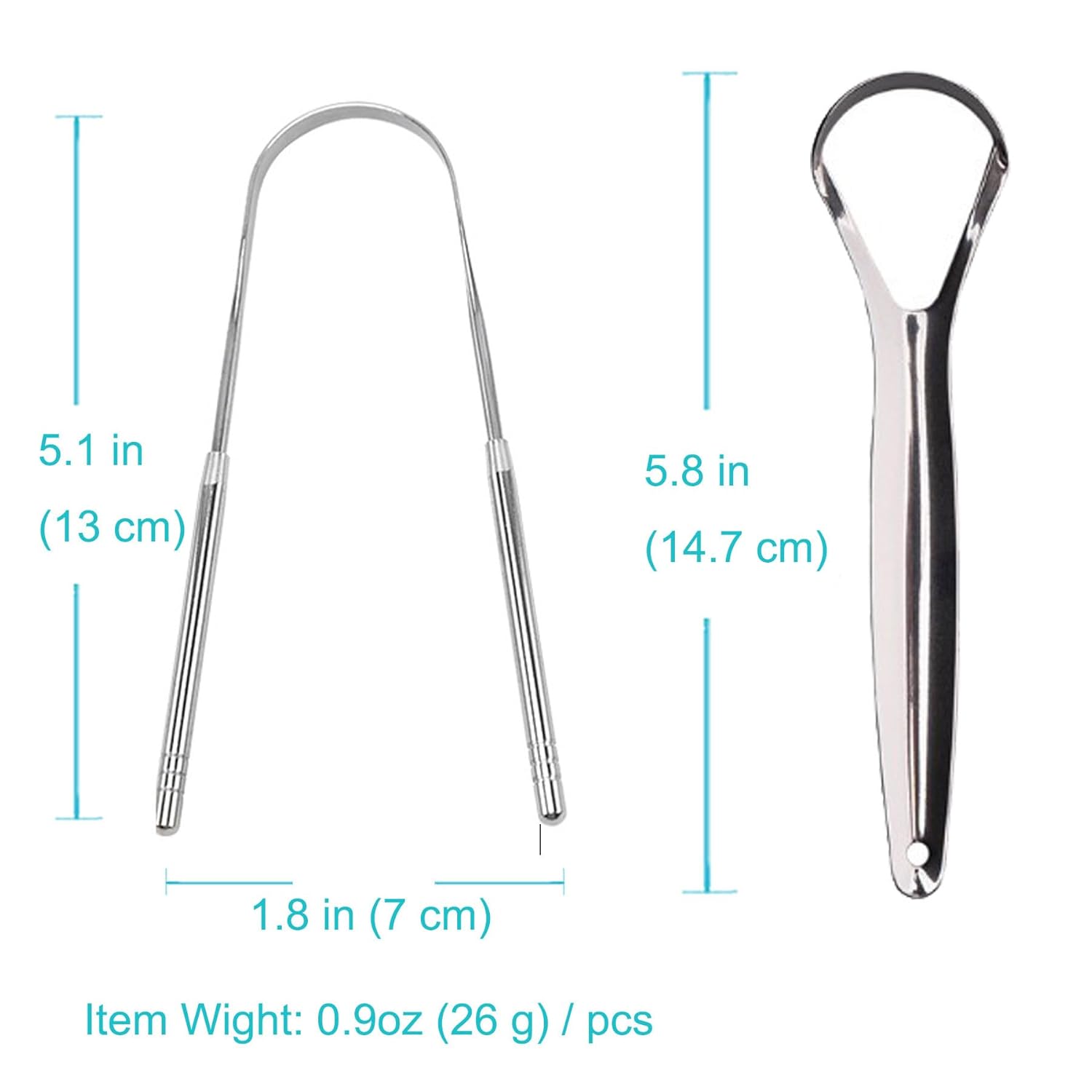 Raspador de lengua, paquete de 2 limpiadores de lengua de acero inoxidable, raspador de lengua para adultos, reduce el mal aliento y el aliento