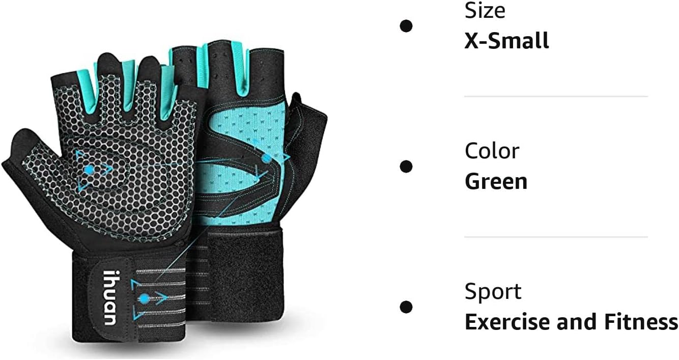 ihuan – Guantes de entrenamiento con ventilación para hombres y mujeres, protección completa de la palma de la mano para levantamiento de pesas,