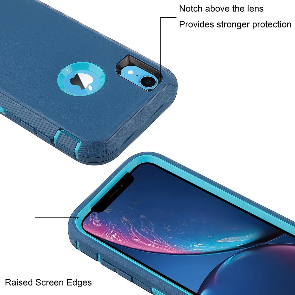 Funda protectora para iPhone XR a prueba de golpes y caídas, protección de grado militar resistente para Apple iPhone XR de 6.1 pulgadas (verde cian)
