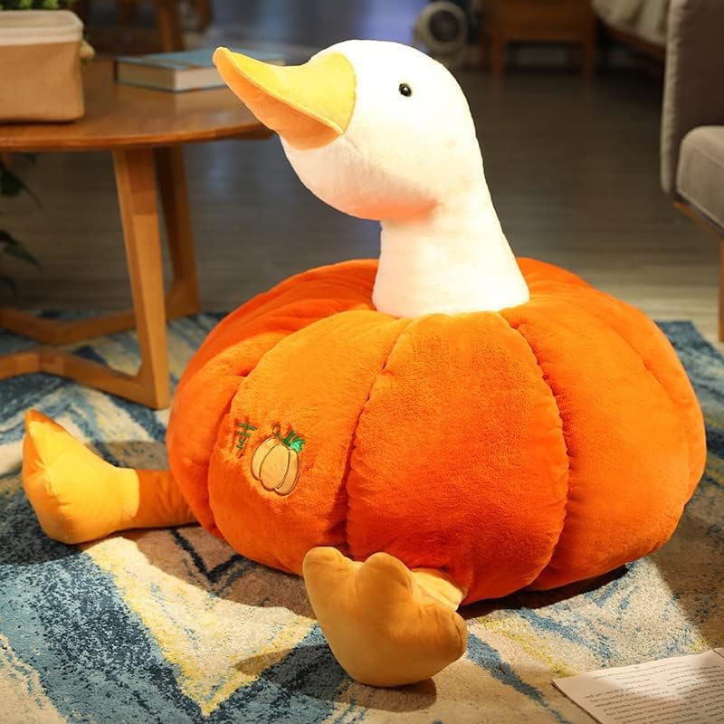 Peluche de calabaza de pato esponjoso, peluche suave, almohada para sofá, calabazas, juguetes, regalos de fiesta (11 pulgadas)
