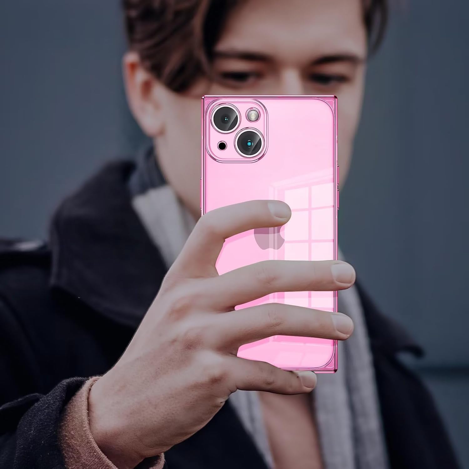 Tzomsze Compatible con funda cuadrada transparente para iPhone 15, protección completa de la cámara y cojín de TPU en las esquinas reforzadas, funda
