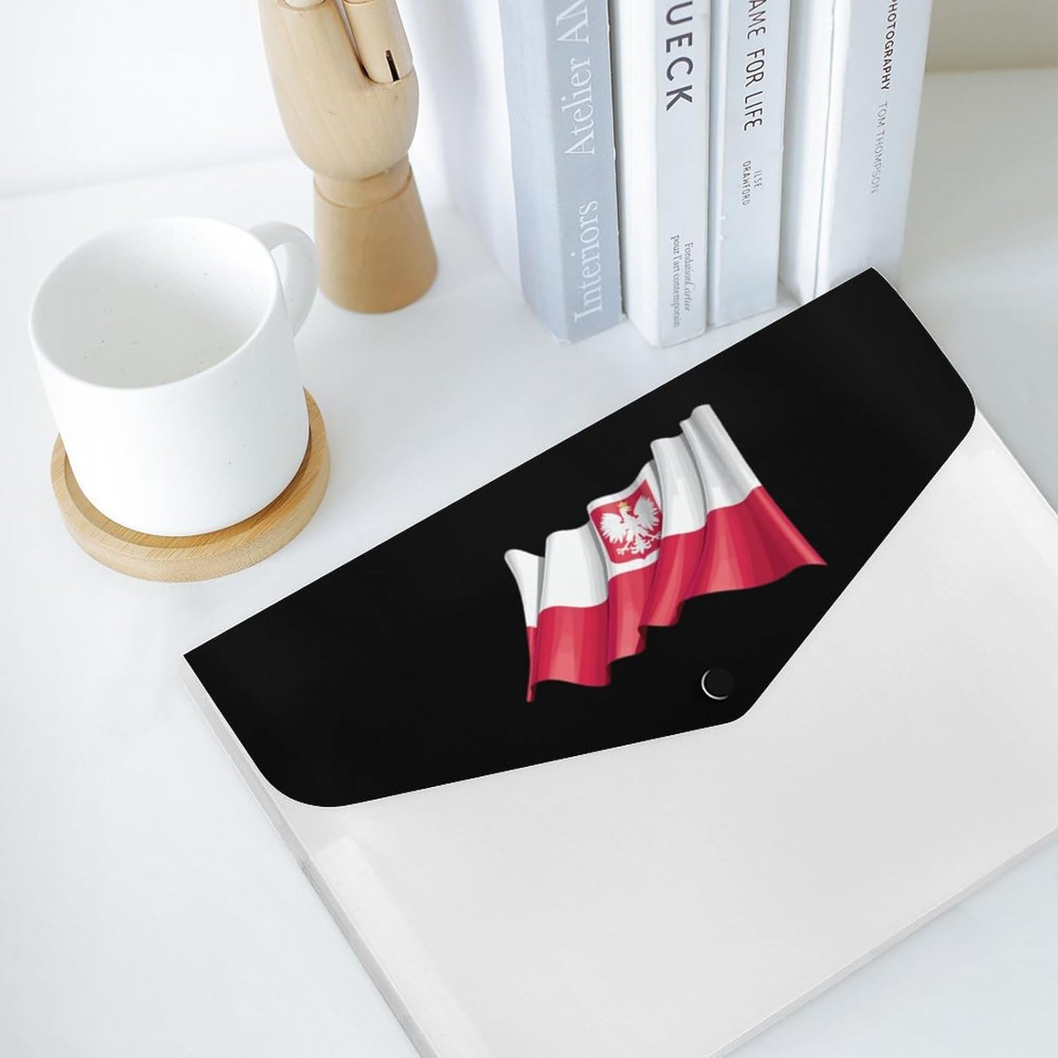 Carpeta de archivo expansible con bandera del estado de Polonia, con bolsillo, carpetas de archivo, acordeón, organizador de documentos impreso