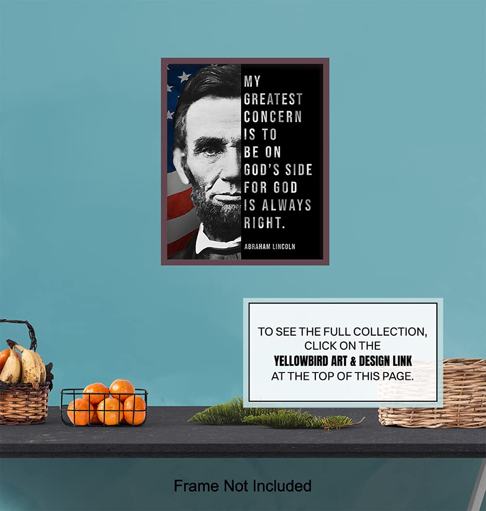 Abe Lincoln – Abraham Lincoln Poster, 8×10 – American Flag Wall Decor – Patriotic Decor – Religious Wall Decor – God Wall Decor – Christian Wall Art