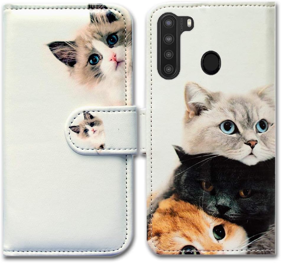 Bcov Funda para Galaxy A21, diseño de gato marrón con tapa para Samsung Galaxy A21 2020