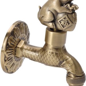 Tissting Grifo de agua montado en la pared G12, material de latón, diseño vintage de dragón chino, grifo de cocina, grifo de lavadora, grifo de Tissting Grifo de agua montado en la pared G12, material de latón, diseño vintage de dragón chino, grifo de cocina, grifo de lavadora, grifo de