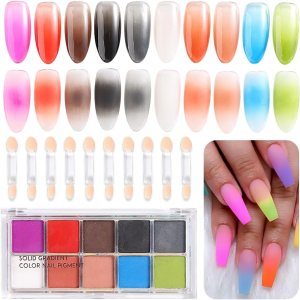 Juego de polvo de uñas de fósforo de neón sólido, 10 colores, pigmento iridiscente fluorescente iridiscente, kit de polvo con purpurina para esmalte Juego de polvo de uñas de fósforo de neón sólido, 10 colores, pigmento iridiscente fluorescente iridiscente, kit de polvo con purpurina para esmalte