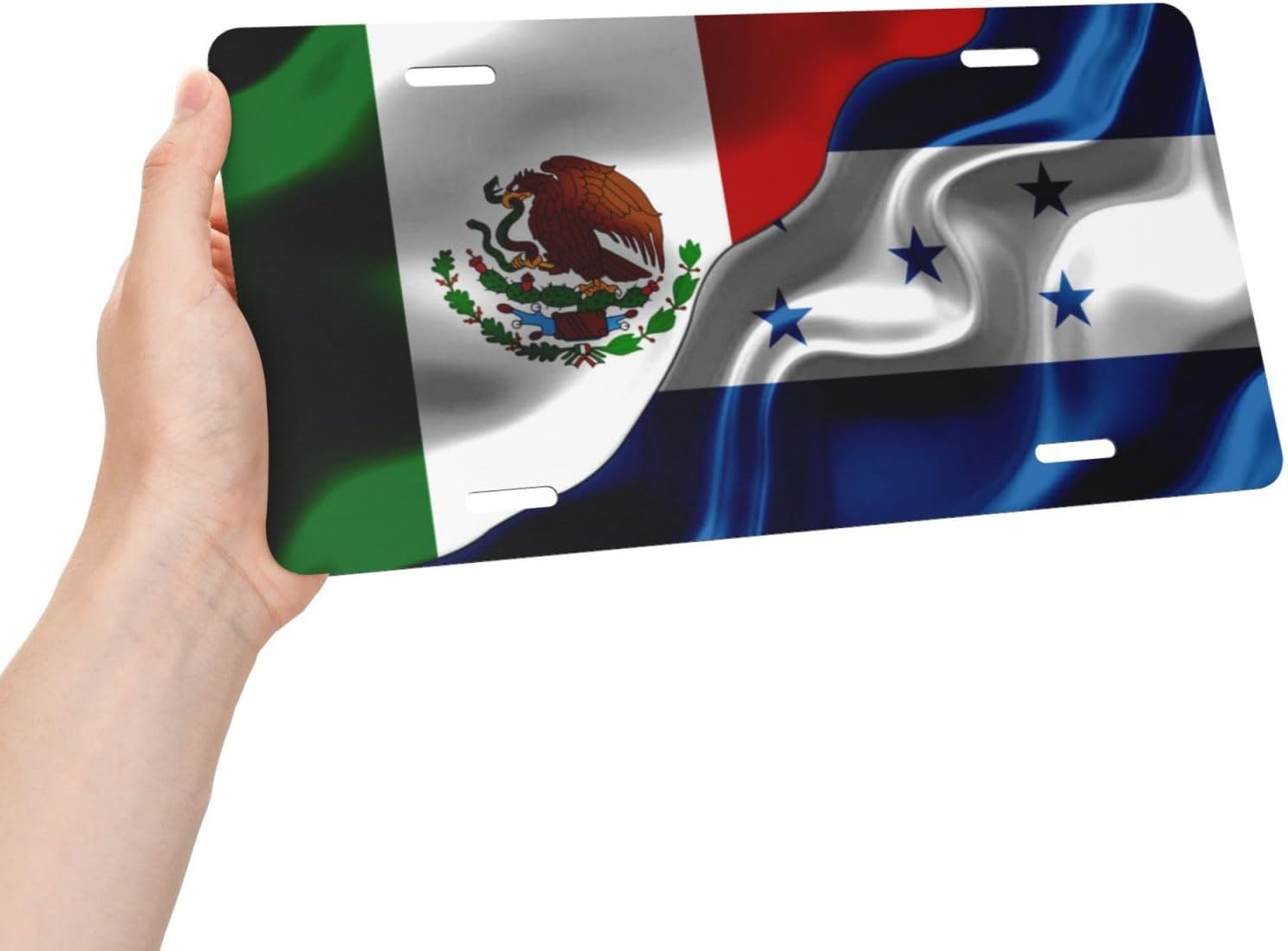 Placa de matrícula de la bandera de Honduras de México y Honduras de México y Honduras para la parte delantera del automóvil, etiqueta de aluminio
