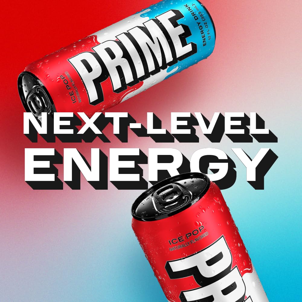 PRIME Energy ICE POP  Bebida energética sin azúcar  Energía preentrenamiento  200 mg de cafeína con 355 mg de electrolitos y agua de coco para