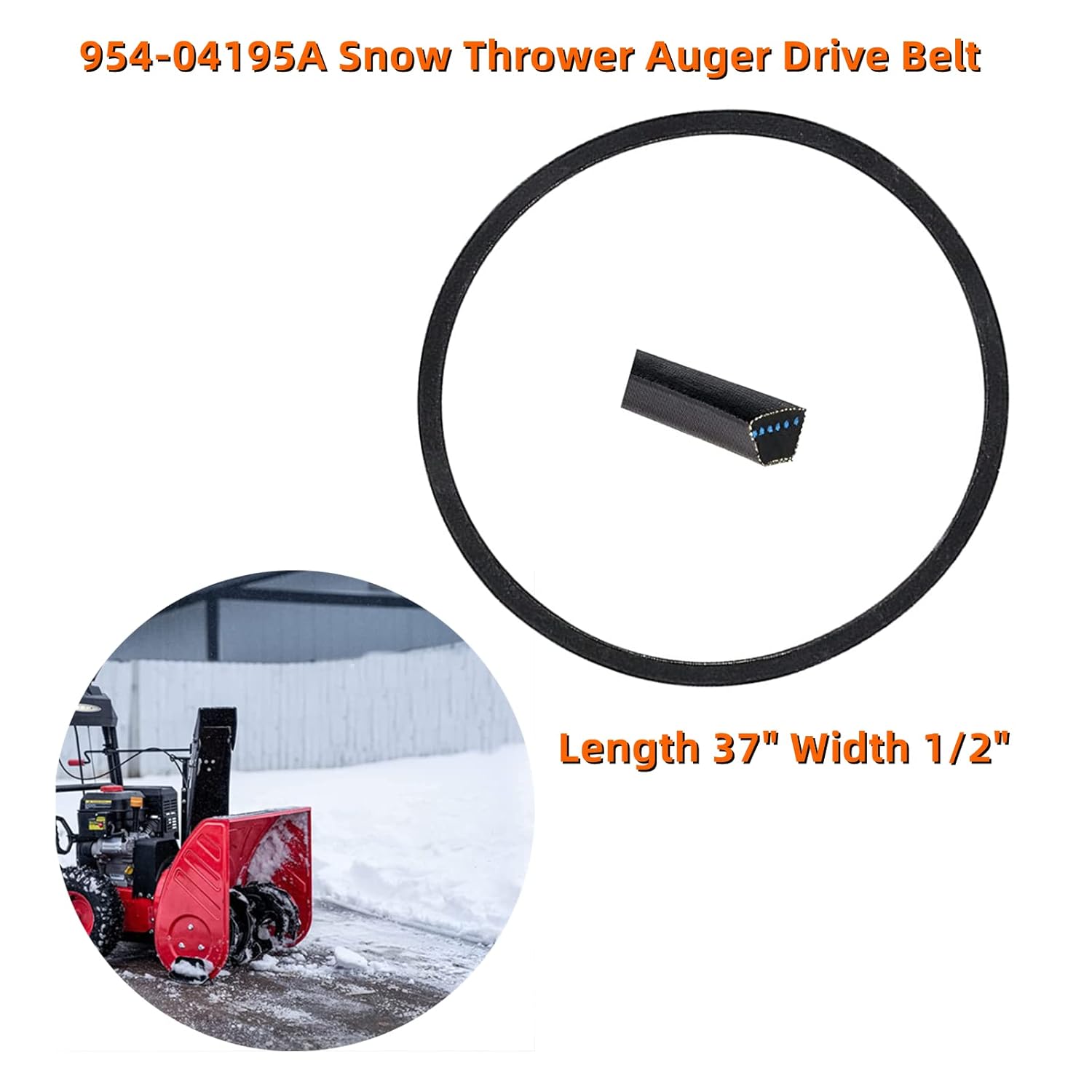 12″ x 37″ cinturón de taladro para lanzanieves MTD Troy Bilt Cub Cadet 26″ 3 etapas sopladores de nieve 754-04195 954-04195A