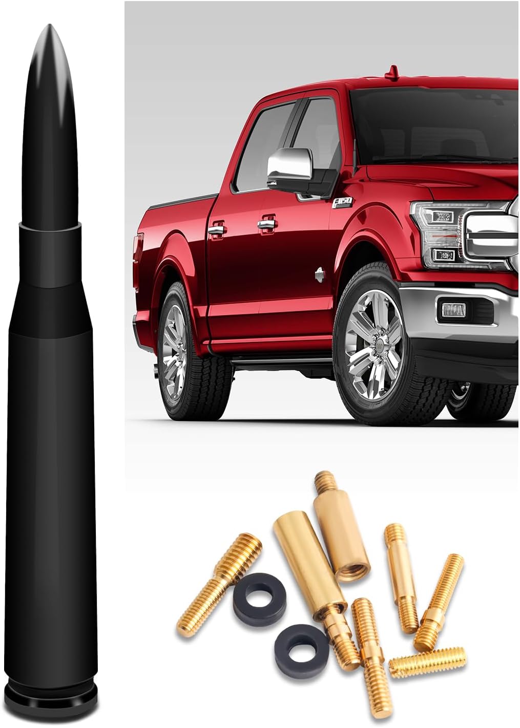 Antena universal de repuesto para automóvil, antena corta de aluminio Billet compatible con Ford, Dodge, Chevrolet, GMC, Jeep, accesorios de