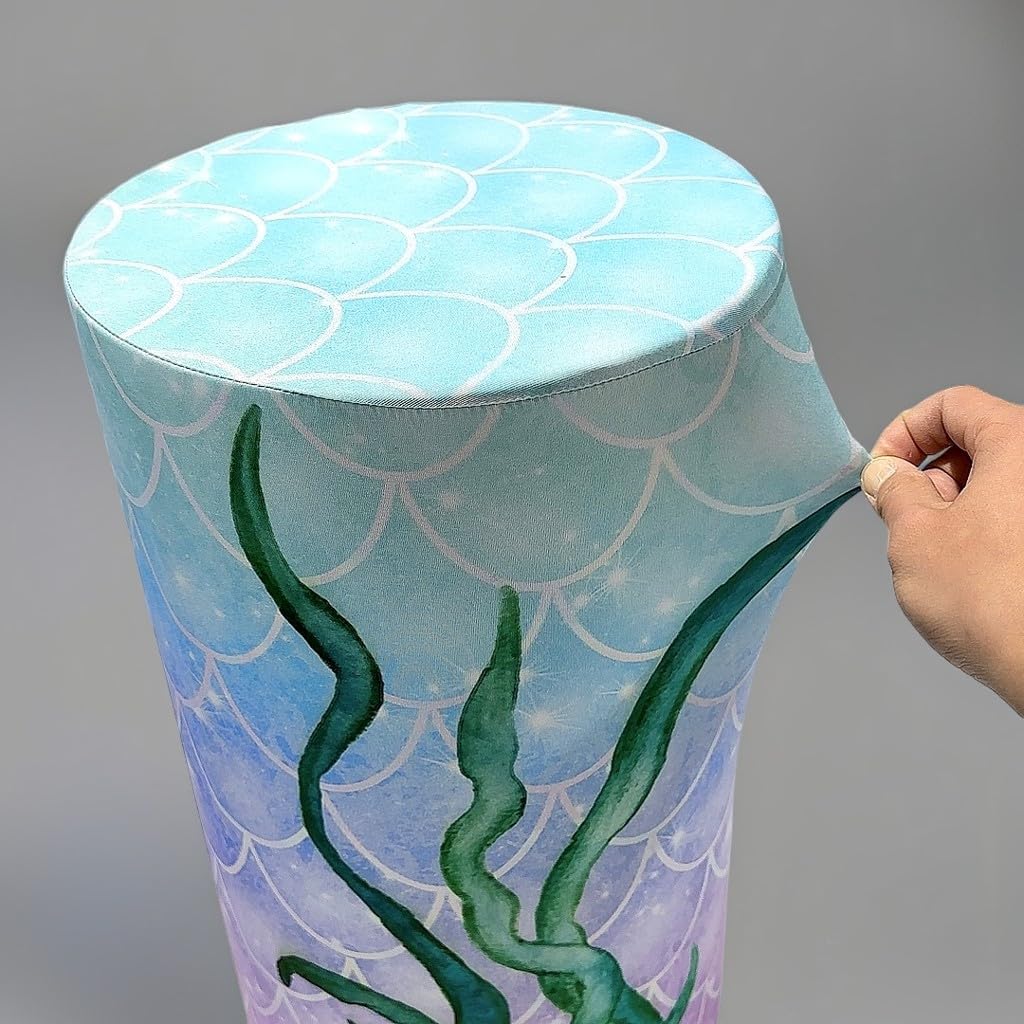 Cubiertas de pedestal con temática de sirena subacuática, escamas de algas marinas con purpurina, baby shower, fiesta de primer cumpleaños,