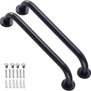 ZUEXT – Paquete de 2 barras de agarre para ducha de 16 pulgadas color negro mate, mango de barra de seguridad para montaje en pared, barra de ZUEXT – Paquete de 2 barras de agarre para ducha de 16 pulgadas color negro mate, mango de barra de seguridad para montaje en pared, barra de
