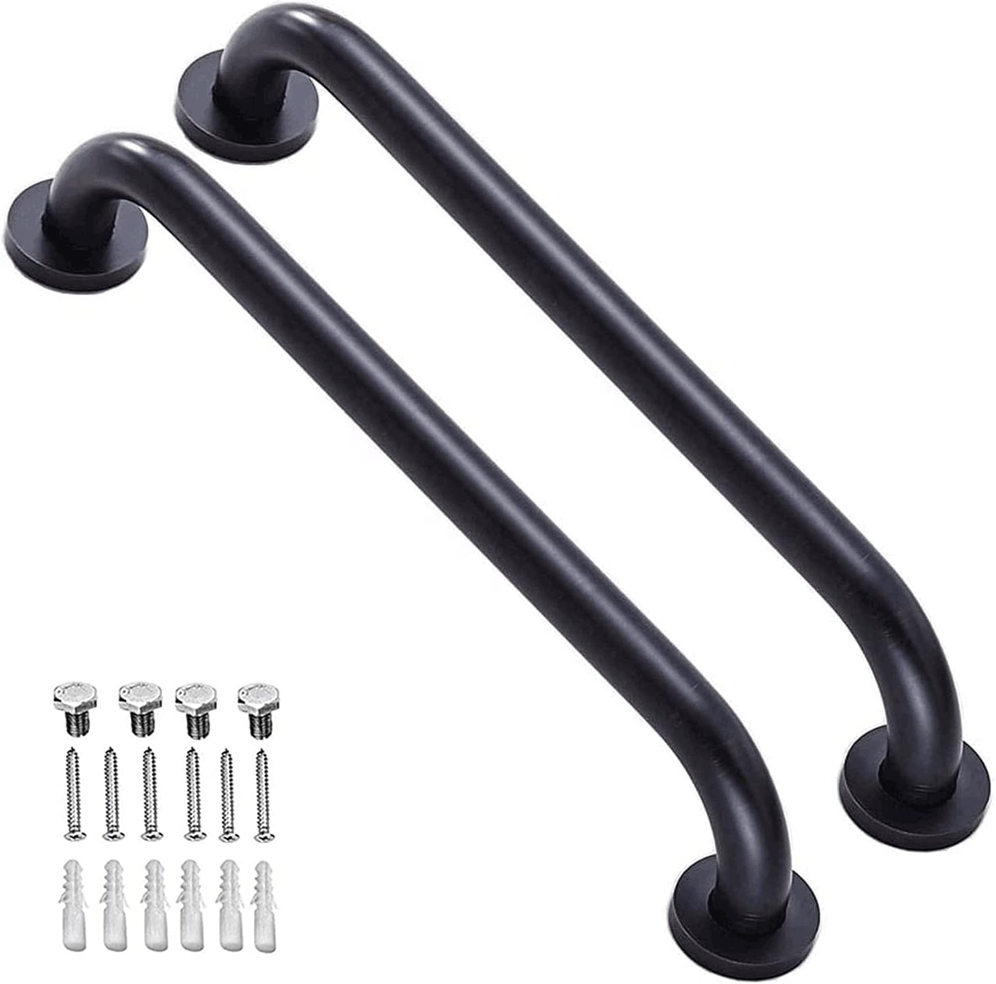 ZUEXT – Paquete de 2 barras de agarre para ducha de 16 pulgadas color negro mate, mango de barra de seguridad para montaje en pared, barra de
