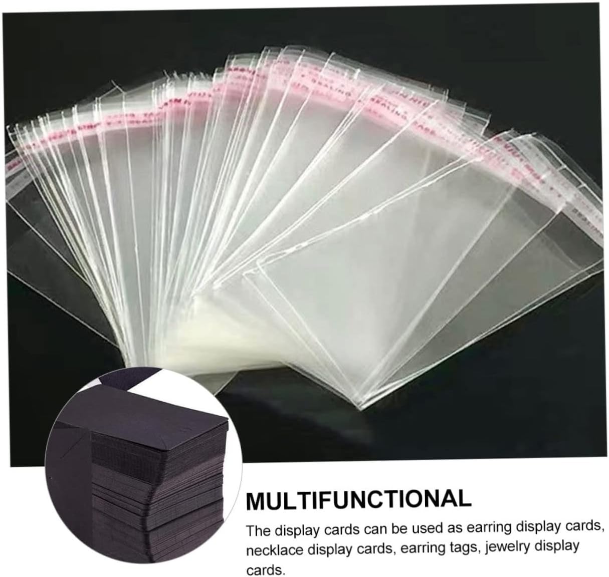 TEHAUX 300 piezas de collar de perno prisionero organizador de aretes suministros de embalaje colgante de papel artesanal collar de cartón negro