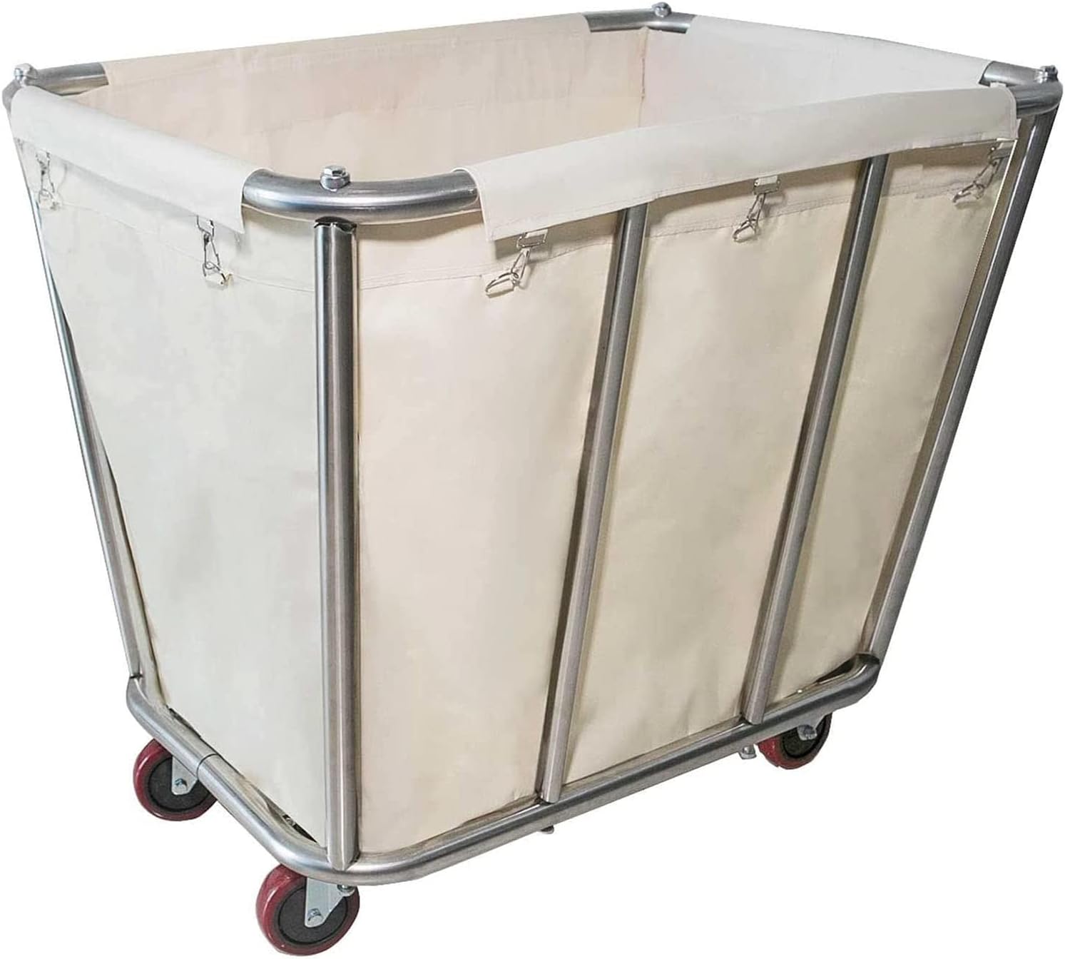 Graywlof Carrito de lavandería de 10 bushel con ruedas, resistente, industrial, para el hogar, color beige, grande, cesta de lavandería, cesta de