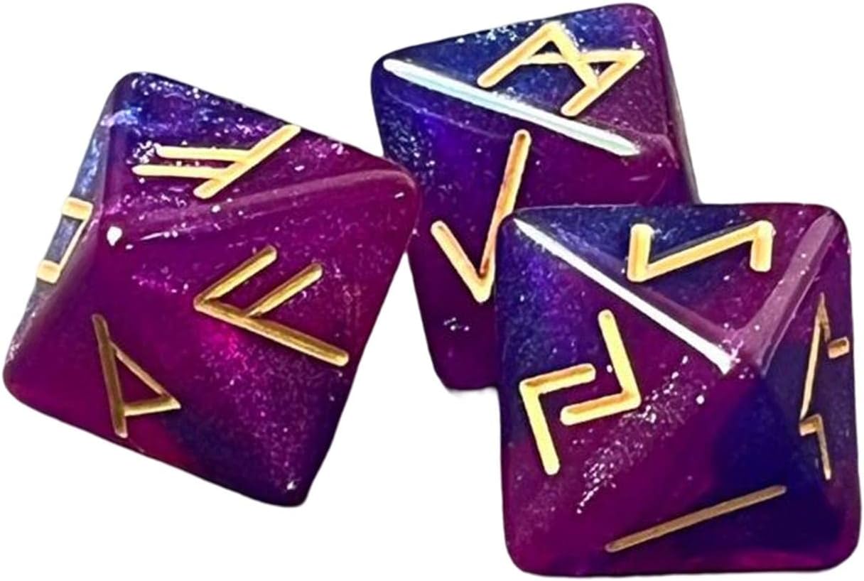 DYNWAVE Juego de 3 dados de acrílico de 12 caras, juego de mesa de dados poliédricos surtidos para juegos de rol, accesorio de adivinación, violeta