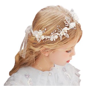Diadema de boda de cristal de princesa para niña de flores, corona de flores, accesorios para el cabello para fiesta de cumpleaños (blanco) Diadema de boda de cristal de princesa para niña de flores, corona de flores, accesorios para el cabello para fiesta de cumpleaños (blanco)