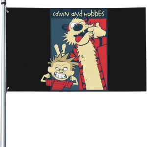 Calvin Comic and Hobbes – Bandera de jardín para exteriores de 3 x 5 pies, bonita bandera de cómic para fiesta de cumpleaños, bandera decorativa de Calvin Comic and Hobbes – Bandera de jardín para exteriores de 3 x 5 pies, bonita bandera de cómic para fiesta de cumpleaños, bandera decorativa de