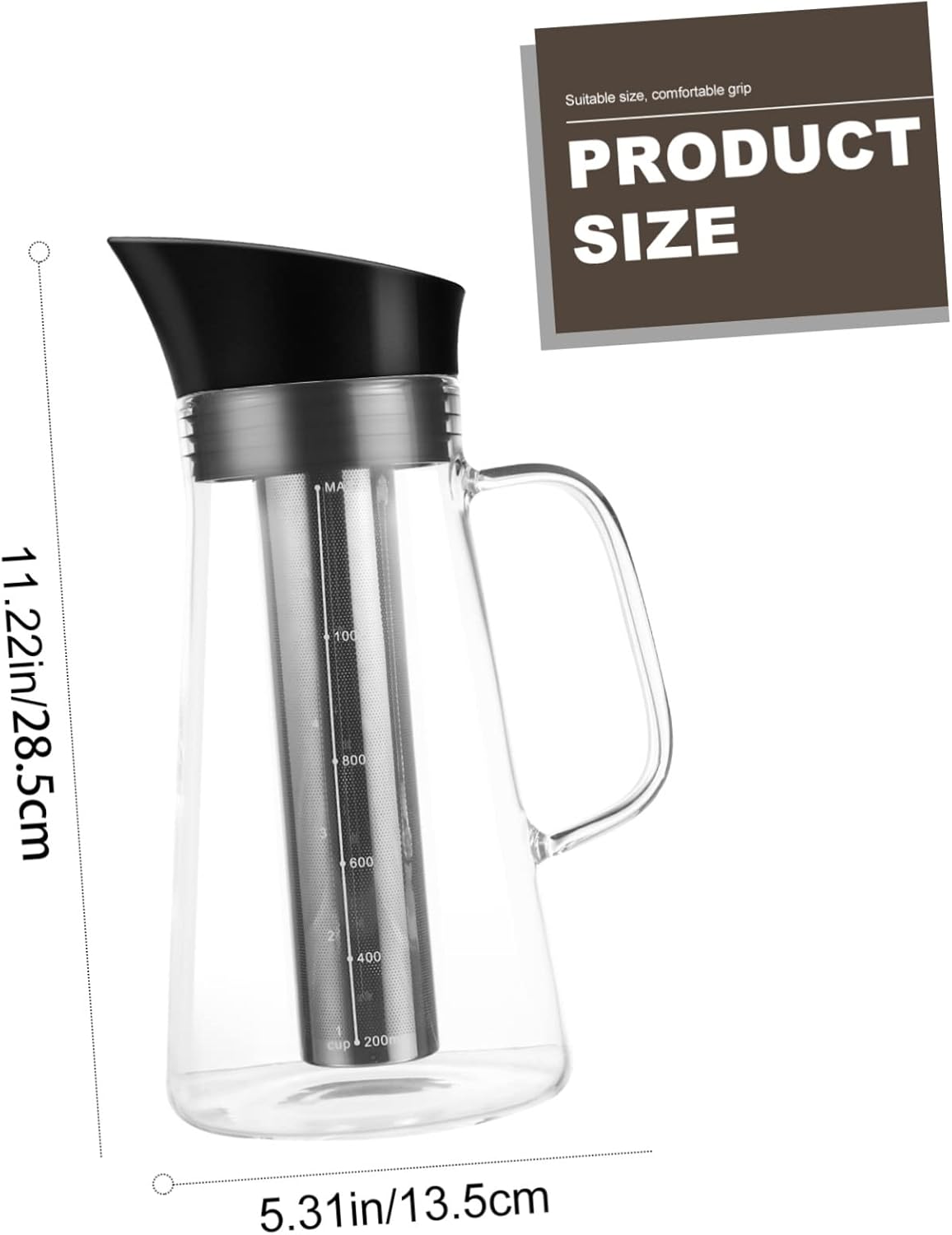 KICHOUSE Jarra de filtro de hojas sueltas, cafetera de café en frío, cafetera de café expreso, infusor de té helado, vidrio para verter la tetera de