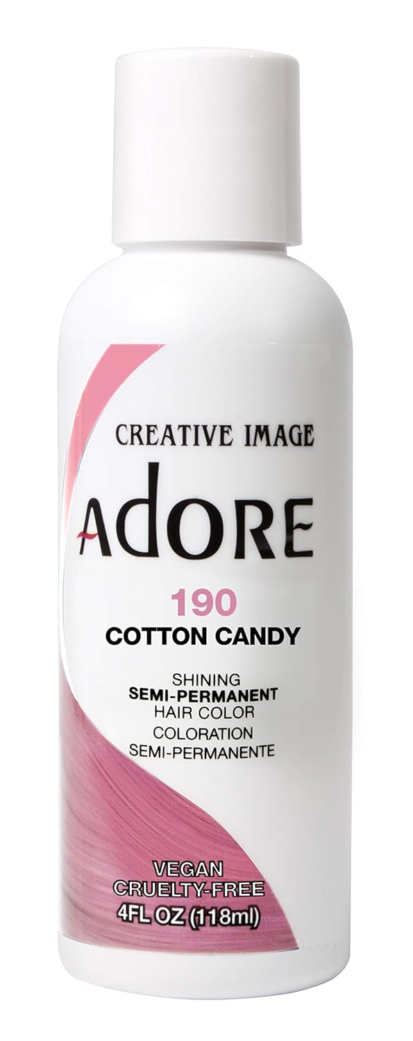 Adore Tinte semipermanente para el cabello, vegano y libre de crueldad, 4 onzas líquidas, 190 Cotton Candy (paquete de 2)