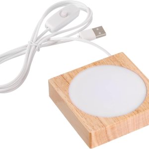 PATIKIL Base de luz LED de madera de 3.2 pulgadas, base de exhibición de luz de madera con interruptor para arte de resina de cristal 3D, luz PATIKIL Base de luz LED de madera de 3.2 pulgadas, base de exhibición de luz de madera con interruptor para arte de resina de cristal 3D, luz