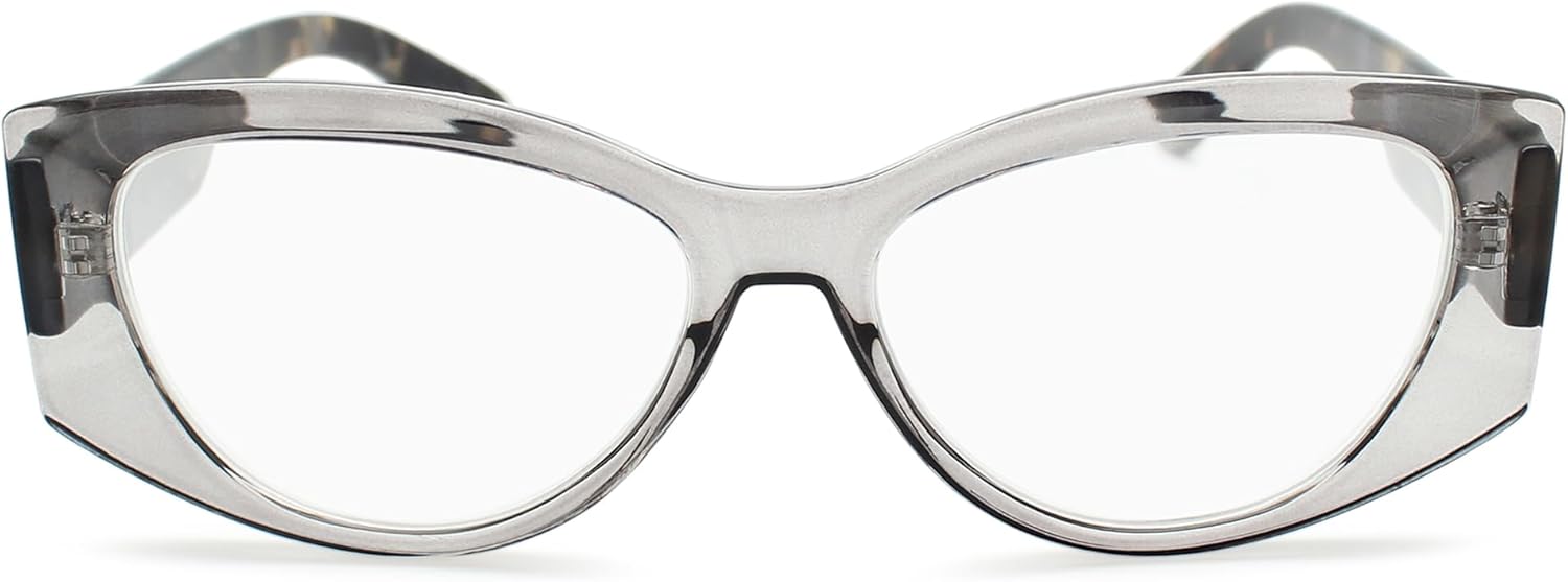 Gray Vogue – Lentes de lectura de ojo de gato de gran tamaño para mujer, para lucir elegante con alta visión, cómodos anteojos de lectura para mujer