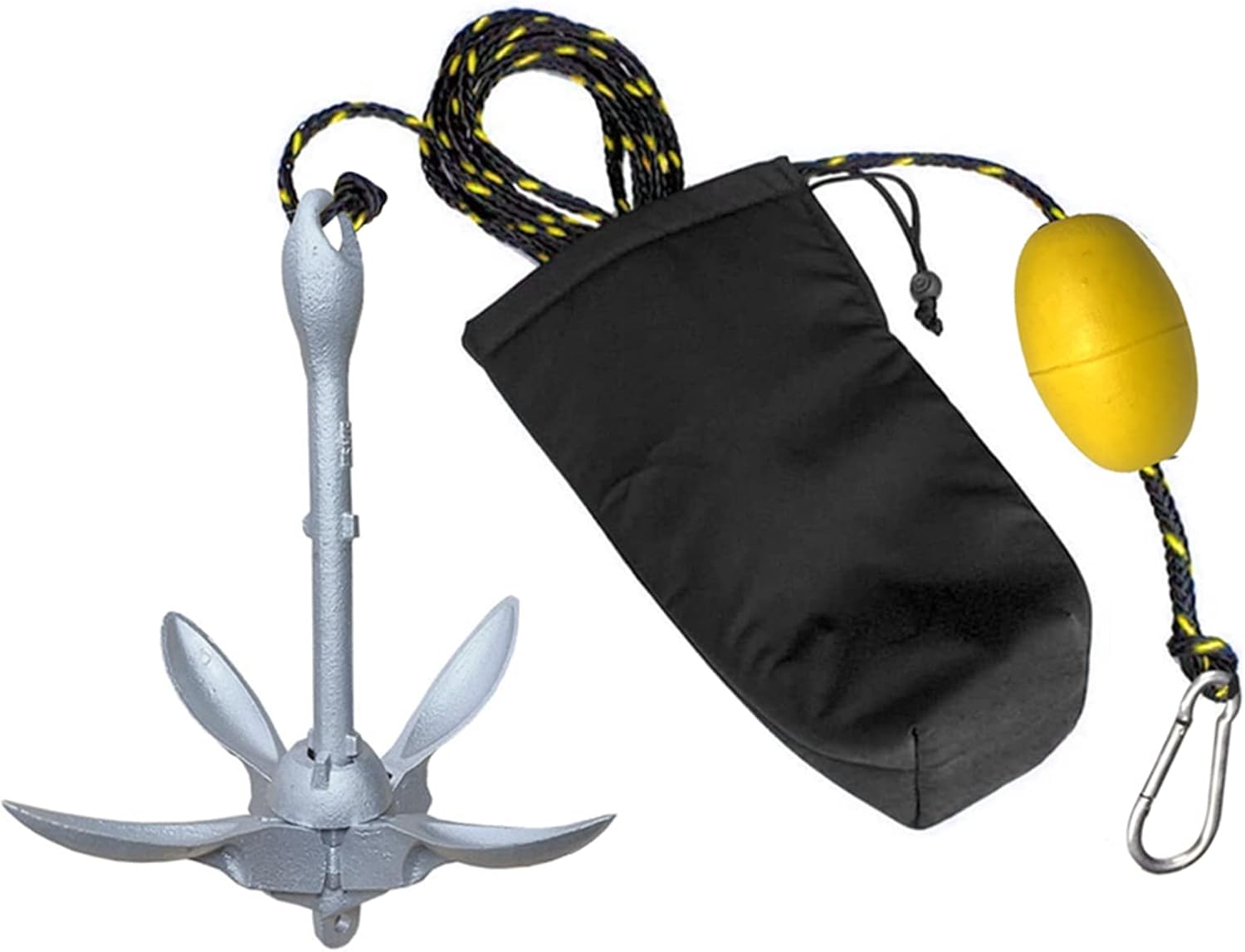 ISURE MARINE Ancla de barco de 3.3 lbs3.5 libras, kit de anclaje galvanizado para pesca de kayak, sistema de anclaje plegable para accesorios de