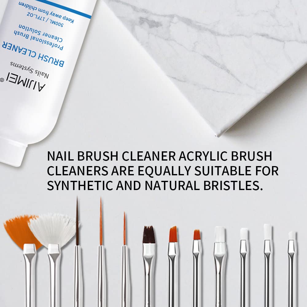 AIJIMEI Acrylic Nail Brush Cleaner 17FL.OZ 500ml Acrylic Brush Cleaner Restorer Liquid Solution for Acrylic Paint Brush Cleaner Nails Acrylic Powder