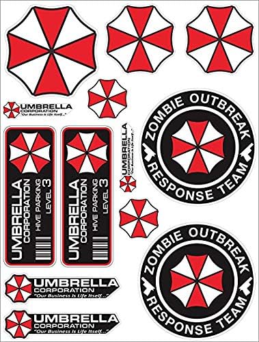 Juego de 13 calcomanías Umbrella Corporation Calcomanias Raccoon City Car Window Truck Bumper Bike