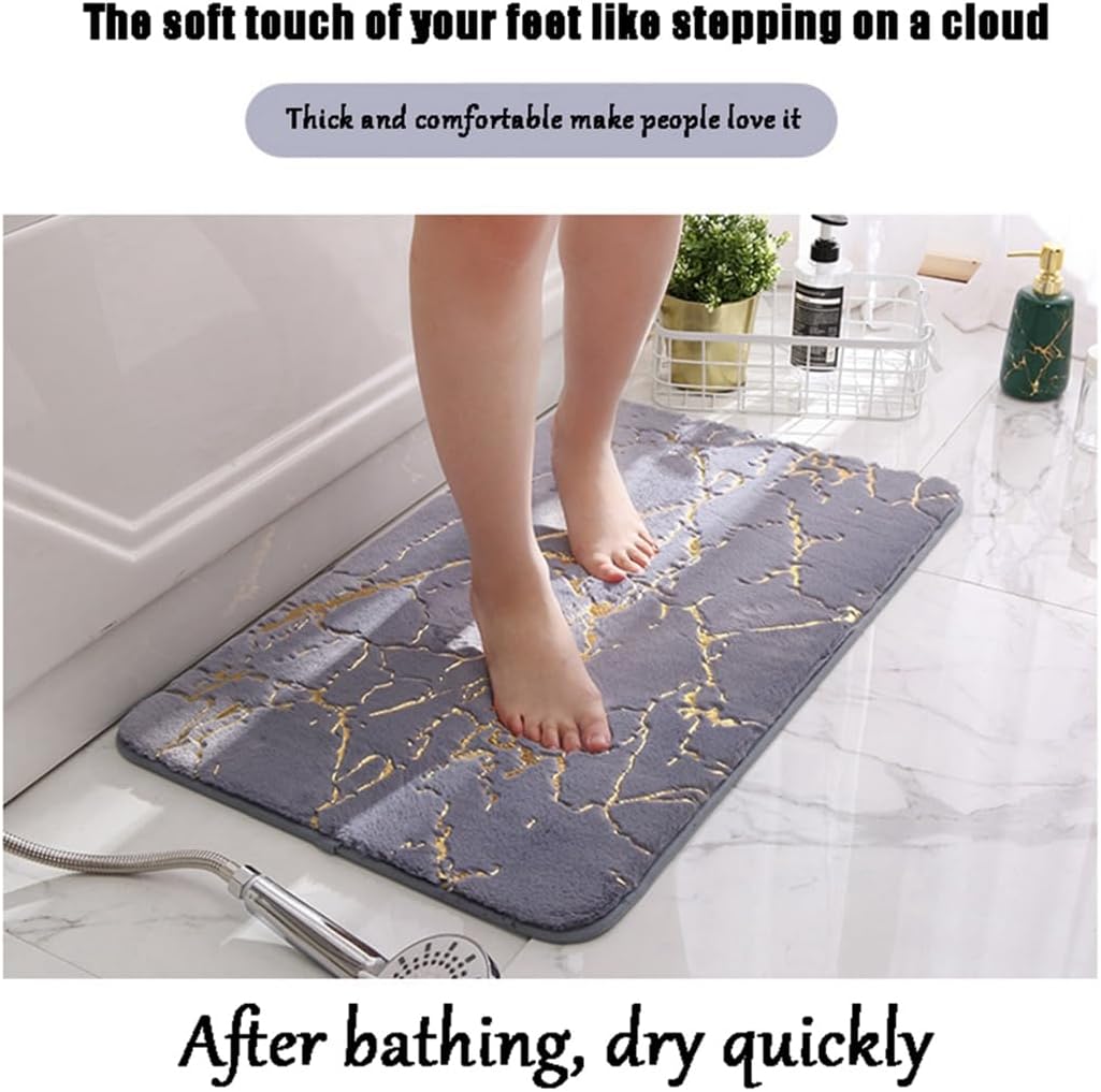 Alfombras de baño Fluzzy con diseño de mármol, antideslizantes, de lujo, fuertes, absorbentes de agua, lavables a máquina, ultra suaves, alfombra