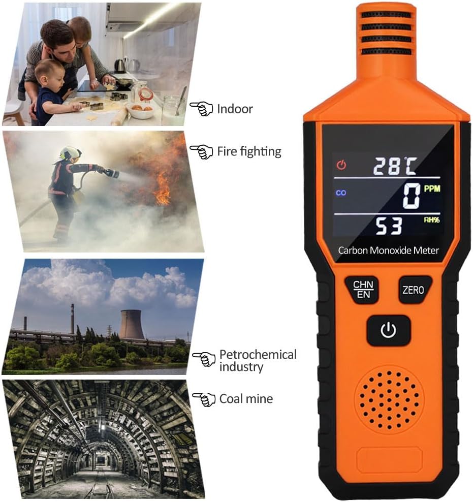 Medidor de monóxido de carbono de mano, detector de monóxido de carbono portátil alimentado por batería, probador de sensor de CO profesional con