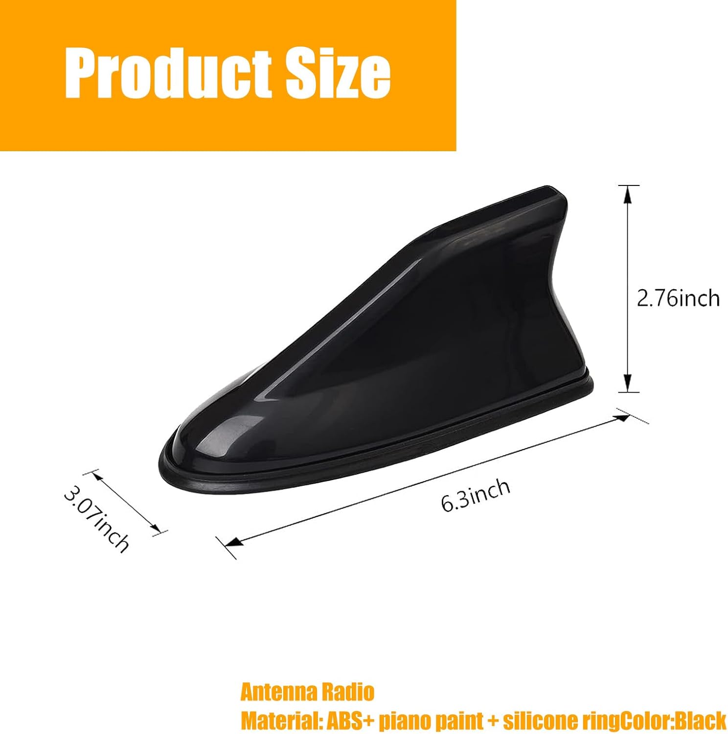 1 antena de aleta de tiburón para automóvil, receptor de señal de automóvil ABS, antena de radio para techo superior del automóvil, cubierta de base