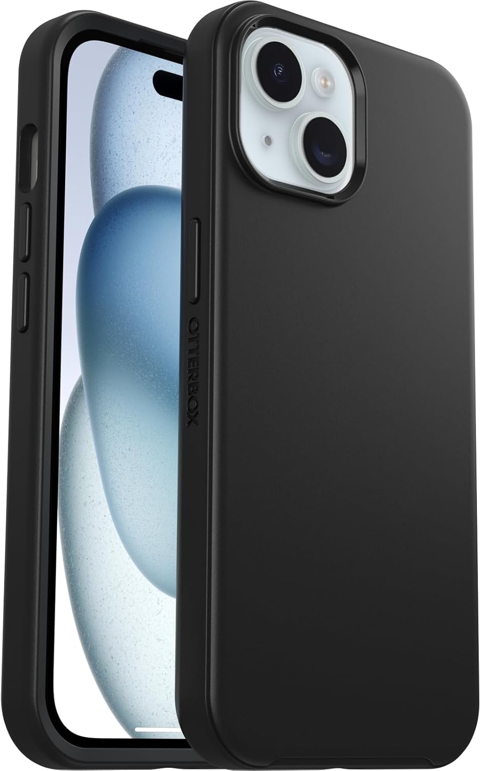 OtterBox Carcasa de la serie Symmetry para iPhone 15, iPhone 14 y iPhone 13, color negro, ultra suave, compatible con carga inalámbrica, bordes