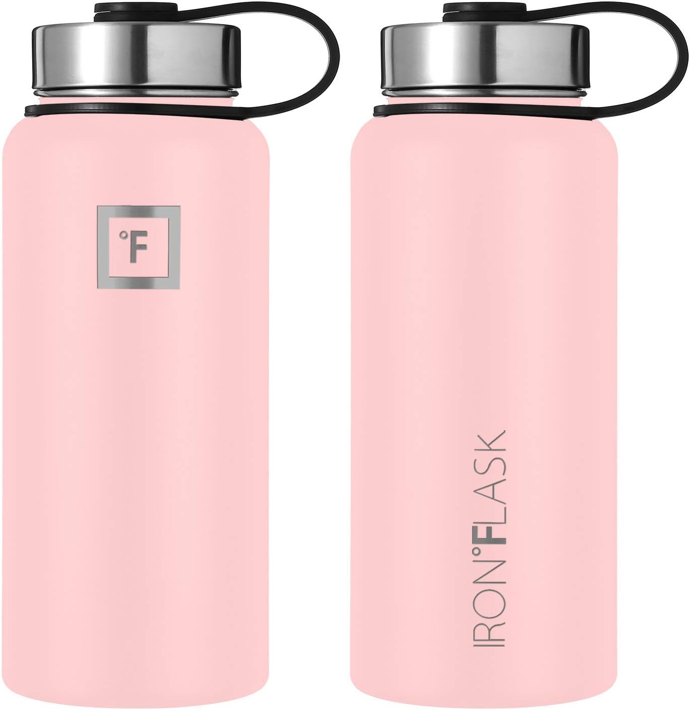 IRON FLASK – Botella deportiva de 14, 18, 22, 32, 40, 64 o 128 onzas, 3 tapas (boquilla), acero inoxidable aislado al vacío, doble pared moderna,