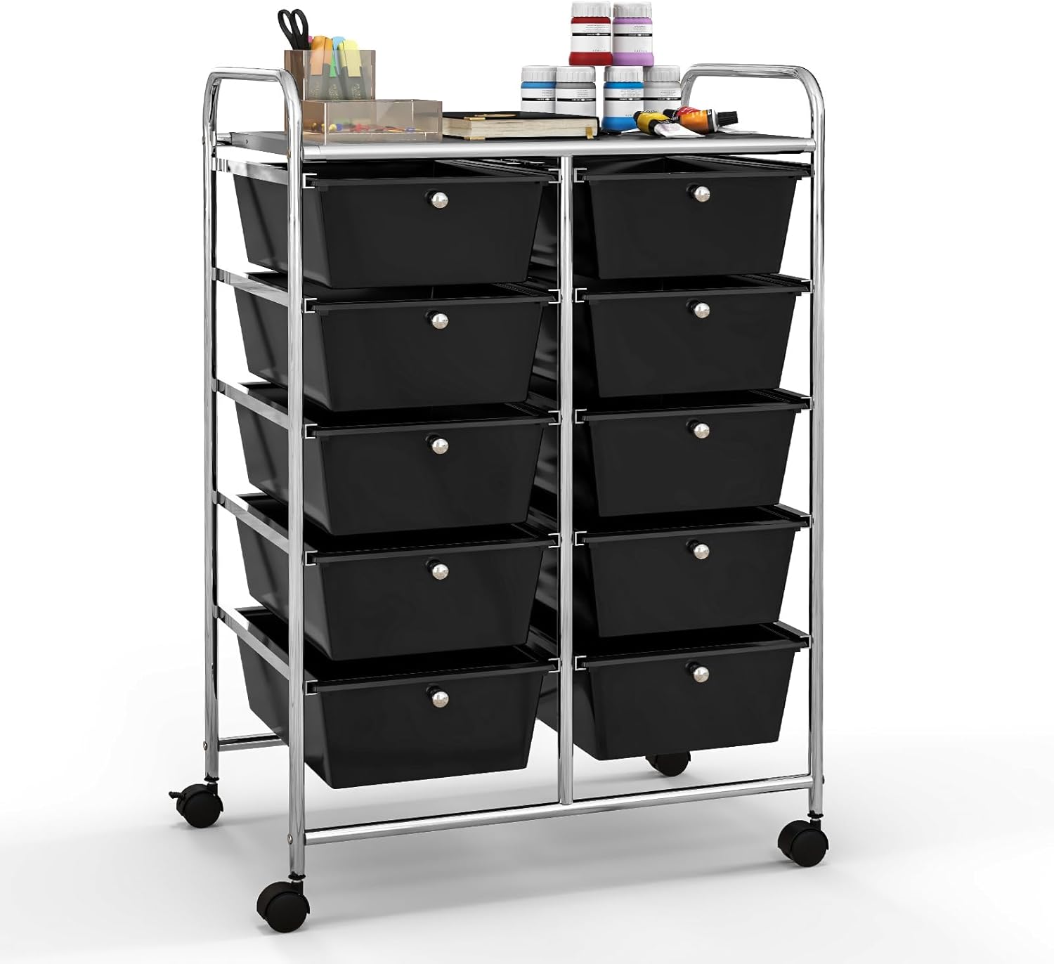 Giantex Carrito con ruedas de 10 cajones, organizadores de aula, carrito de almacenamiento con ruedas, para profesores, oficina, hogar, suministros