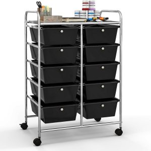 Giantex Carrito con ruedas de 10 cajones, organizadores de aula, carrito de almacenamiento con ruedas, para profesores, oficina, hogar, suministros Giantex Carrito con ruedas de 10 cajones, organizadores de aula, carrito de almacenamiento con ruedas, para profesores, oficina, hogar, suministros