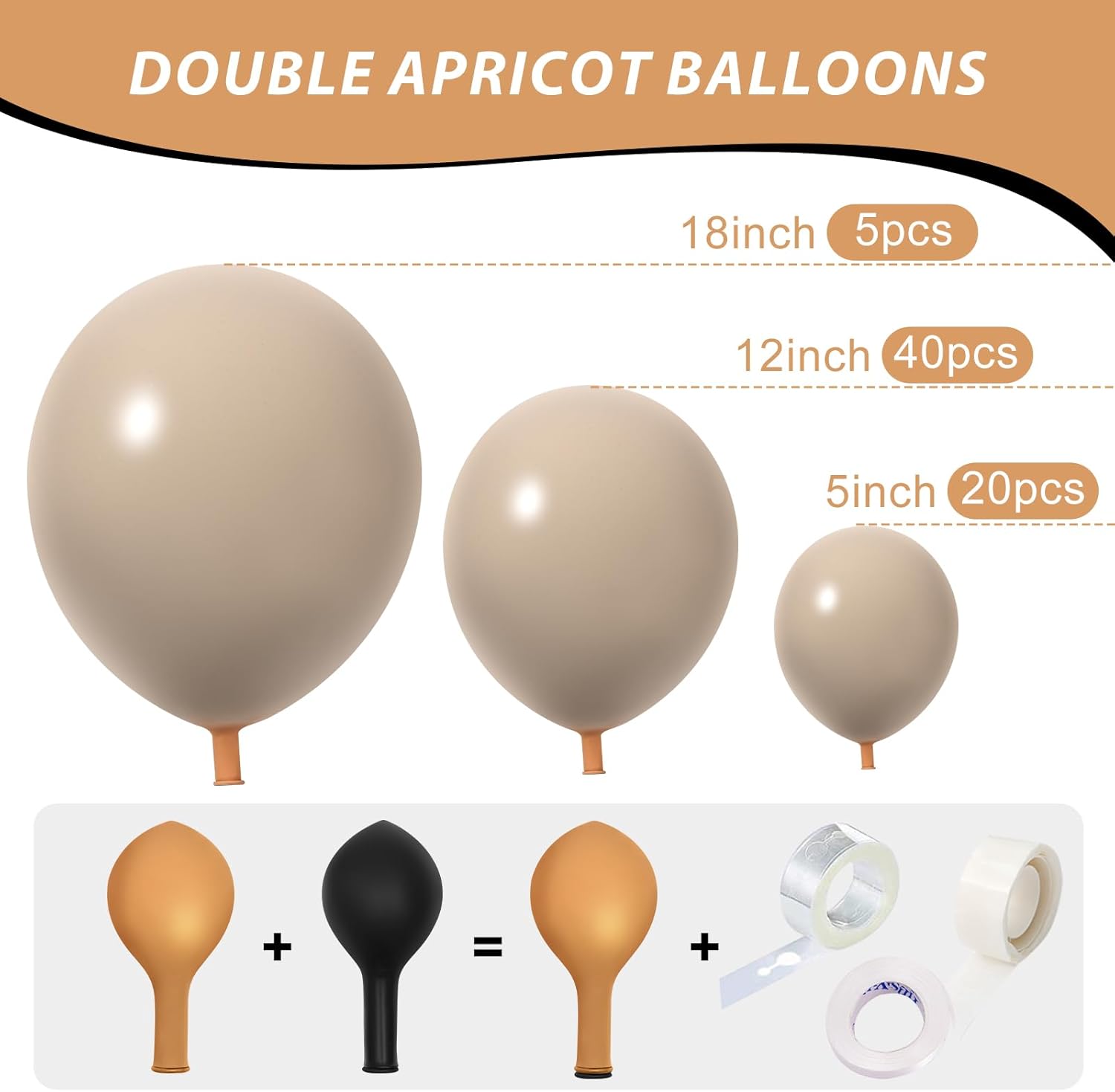 Tan Balloons Double Stuffed Nude Brown Balloons Garland Apricot Balloons Different Sizes Neutral Balloon Arch Kit for Teddy Bear Baby Showers