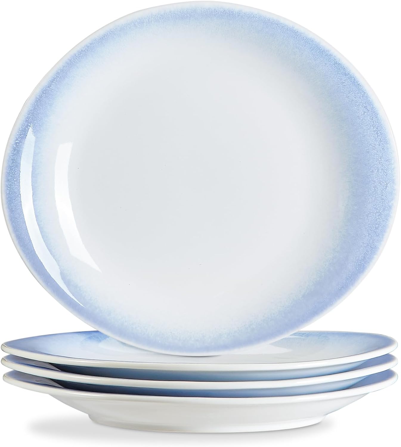 ONEMORE Platos llanos de 10 pulgadas, platos de ensalada de cerámica, modernos platos ovalados curvos, juego de 4 platos grandes para aperitivos,