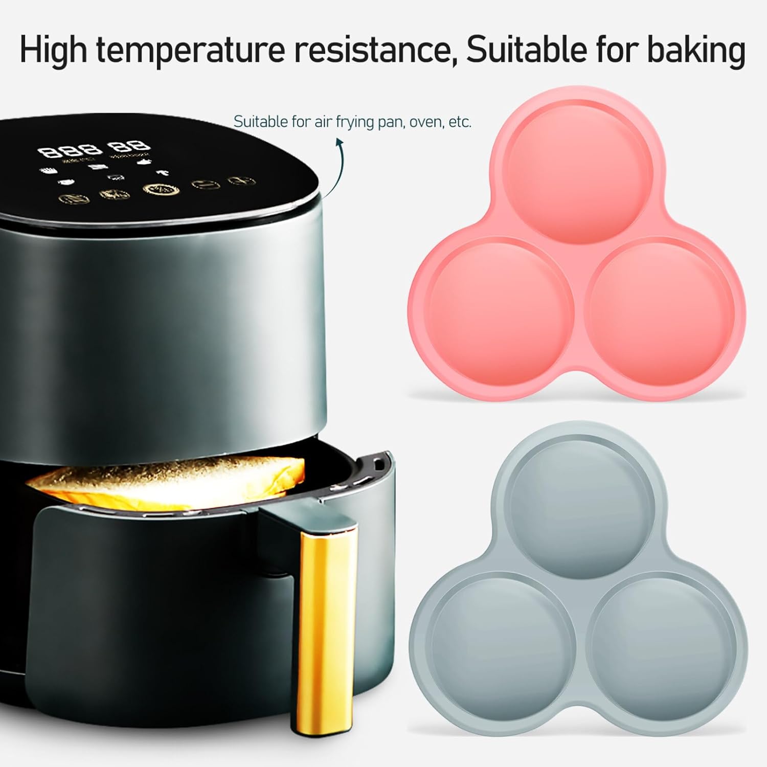 Mobestech 2 moldes de silicona para huevos, freidora de aire para bocados de huevo, moldes de silicona para muffins, moldes de chocolate, sándwiches
