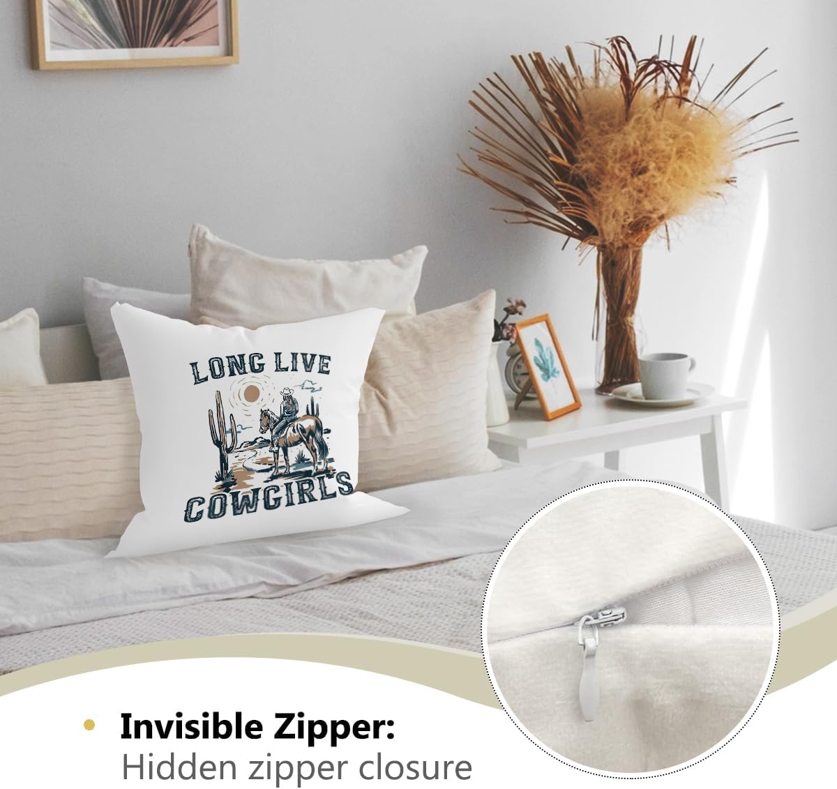 Long Live – Fundas de almohada de vaqueras retro occidentales, fundas de almohada decorativas de 18 x 18 pulgadas para el hogar, dormitorio,