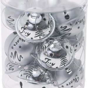 Boston International Adorno de árbol de Navidad de Navidad para vacaciones de invierno, juego de 12, color plateado Boston International Adorno de árbol de Navidad de Navidad para vacaciones de invierno, juego de 12, color plateado