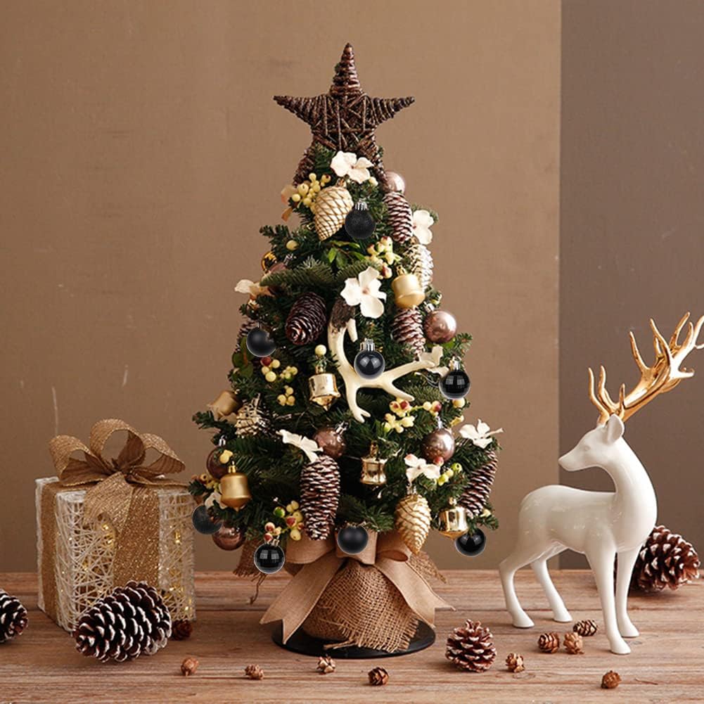 Adornos de bola de Navidad de 1.57 pulgadas, juego de adornos de Navidad negros inastillables, 40 piezas de adornos negros para árbol de Navidad,