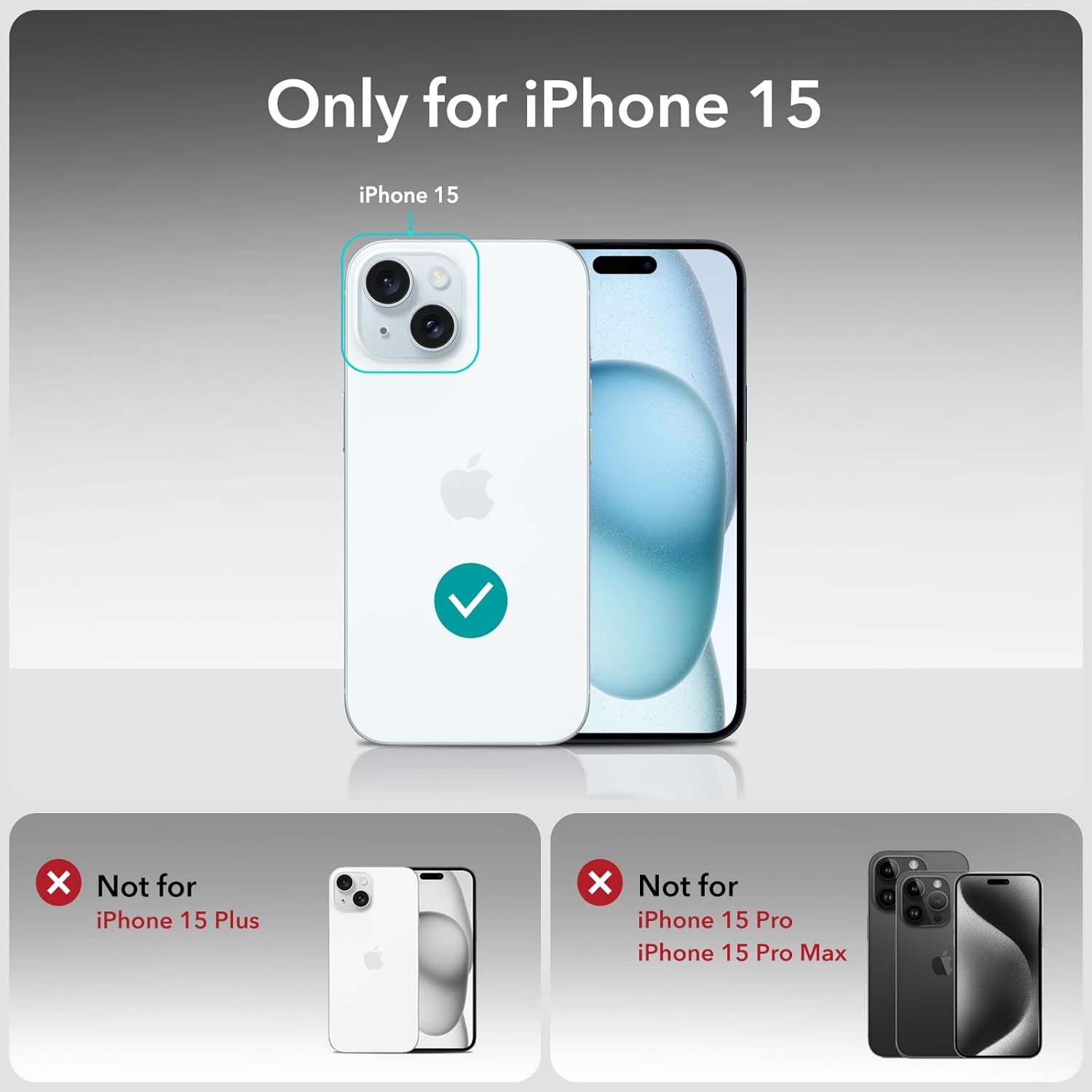 ESR Paquete de 3+2 protectores de pantalla para iPhone 15, 3 protectores de pantalla de vidrio templado y 2 protectores de lente de cámara, bordes
