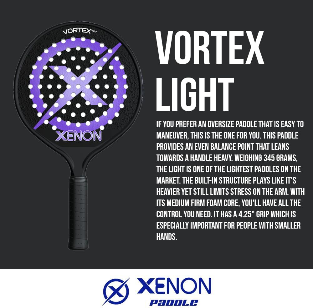 Xenon Vortex Platform – Pala de tenis con plataforma  Cabeza de gran tamaño  Punto de equilibrio uniforme  Núcleo de espuma de firmeza media