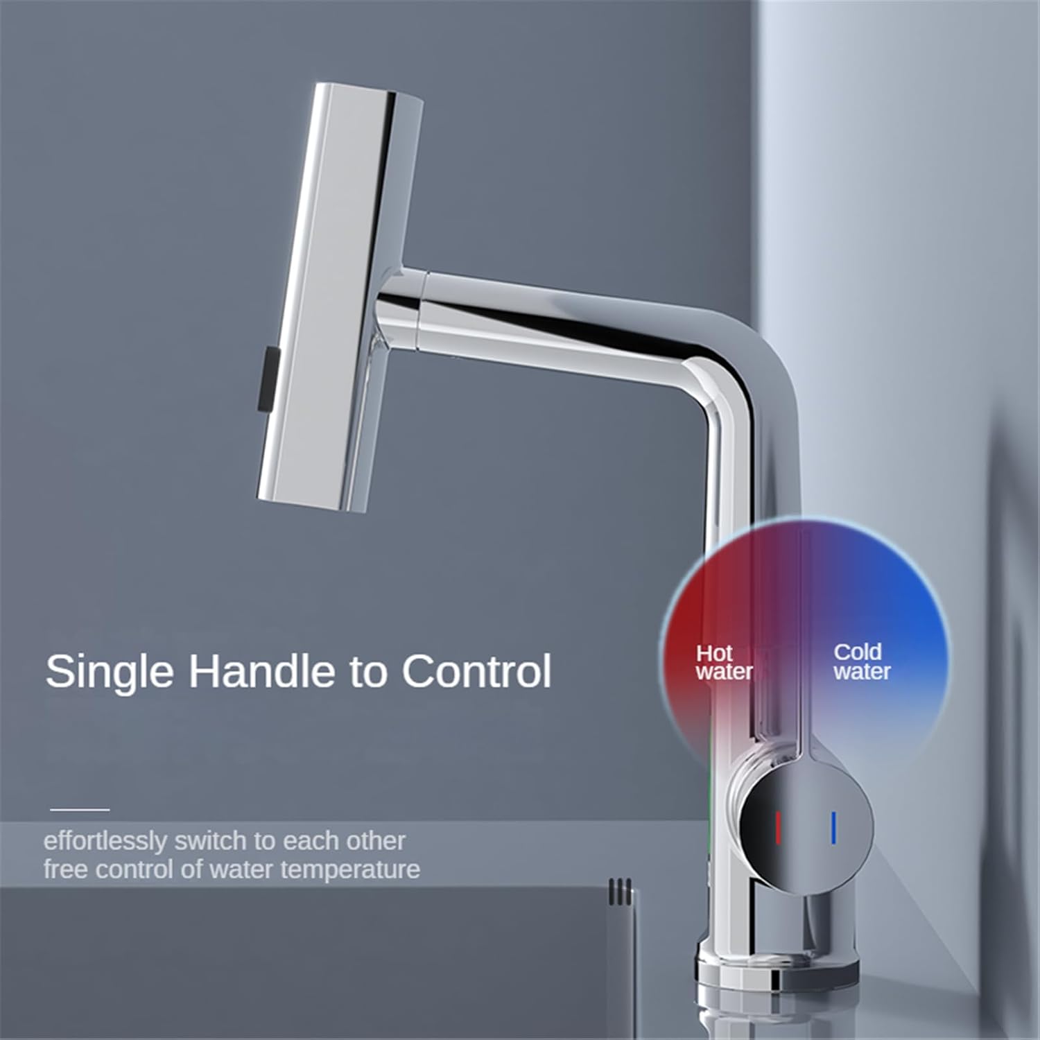 BARROCK Grifos de baño en cascada con rociador extraíble, moderno grifo de fregadero de baño extraíble con pantalla digital de temperatura, grifo