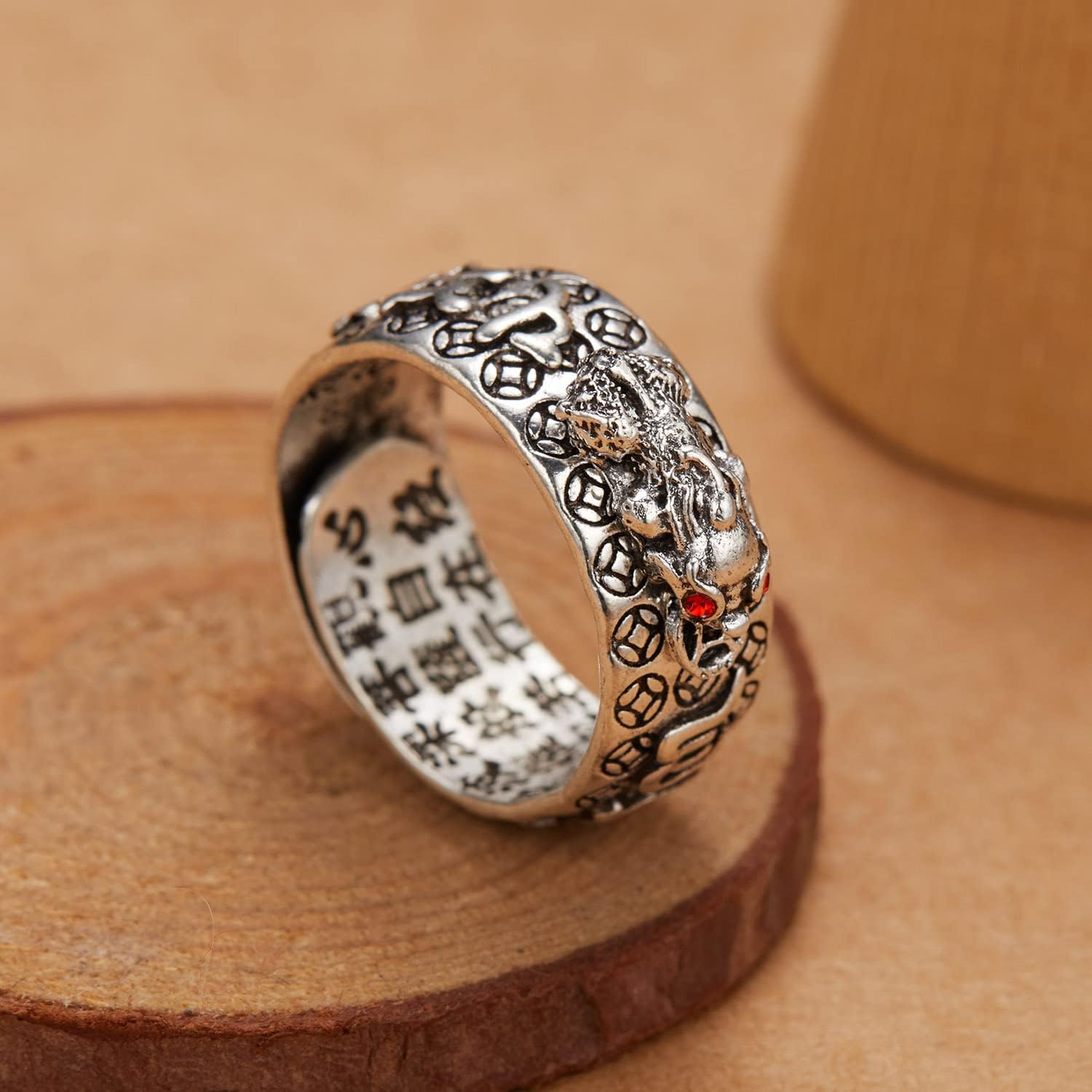 Anillo Feng Shui Pixiu Mantra para – Anillo Ajustable Pixiu Mantra De La Suerte