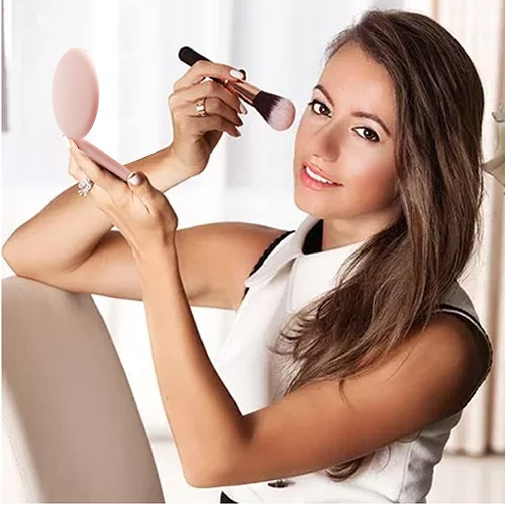 Espejo de maquillaje de viaje, espejo compacto con aumento 1x10x, portátil, pequeño espejo iluminado con luz LED, espejo de mano para bolso y
