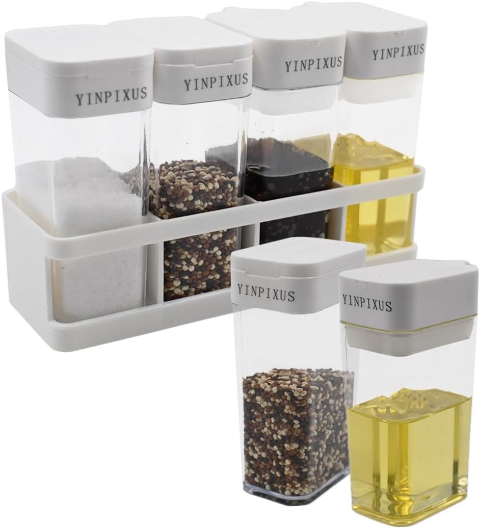 Paquete de 4 mezcladores de especias y dispensador de aceite, coctelero de especias de plástico con tapa, juego de coctelero de especias portátil,
